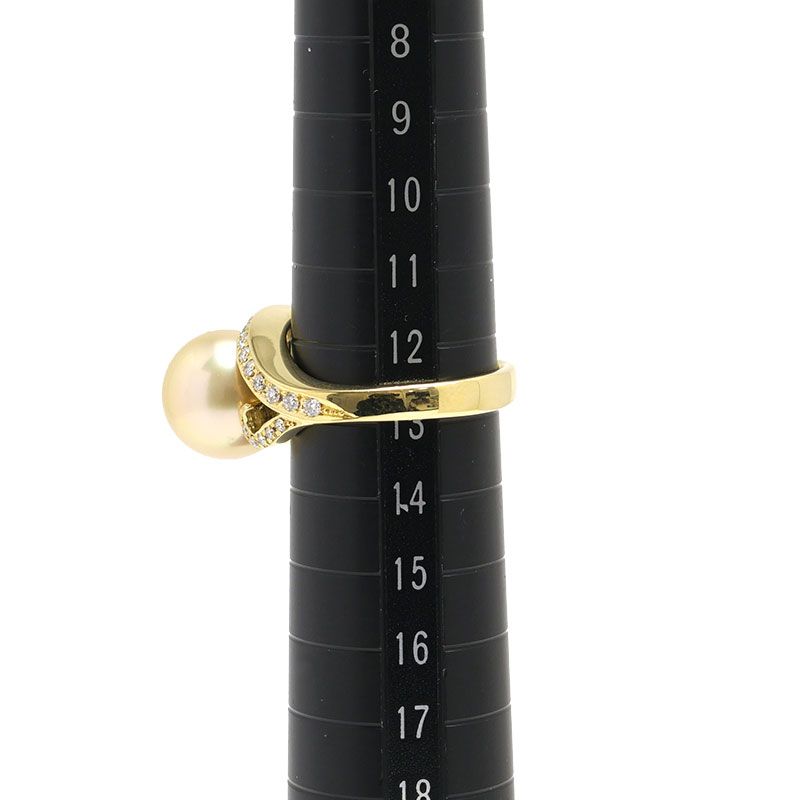 ゴールデンパールリング 約12.5号 K18・P約10.9mm・D0.28ct - メルカリ 