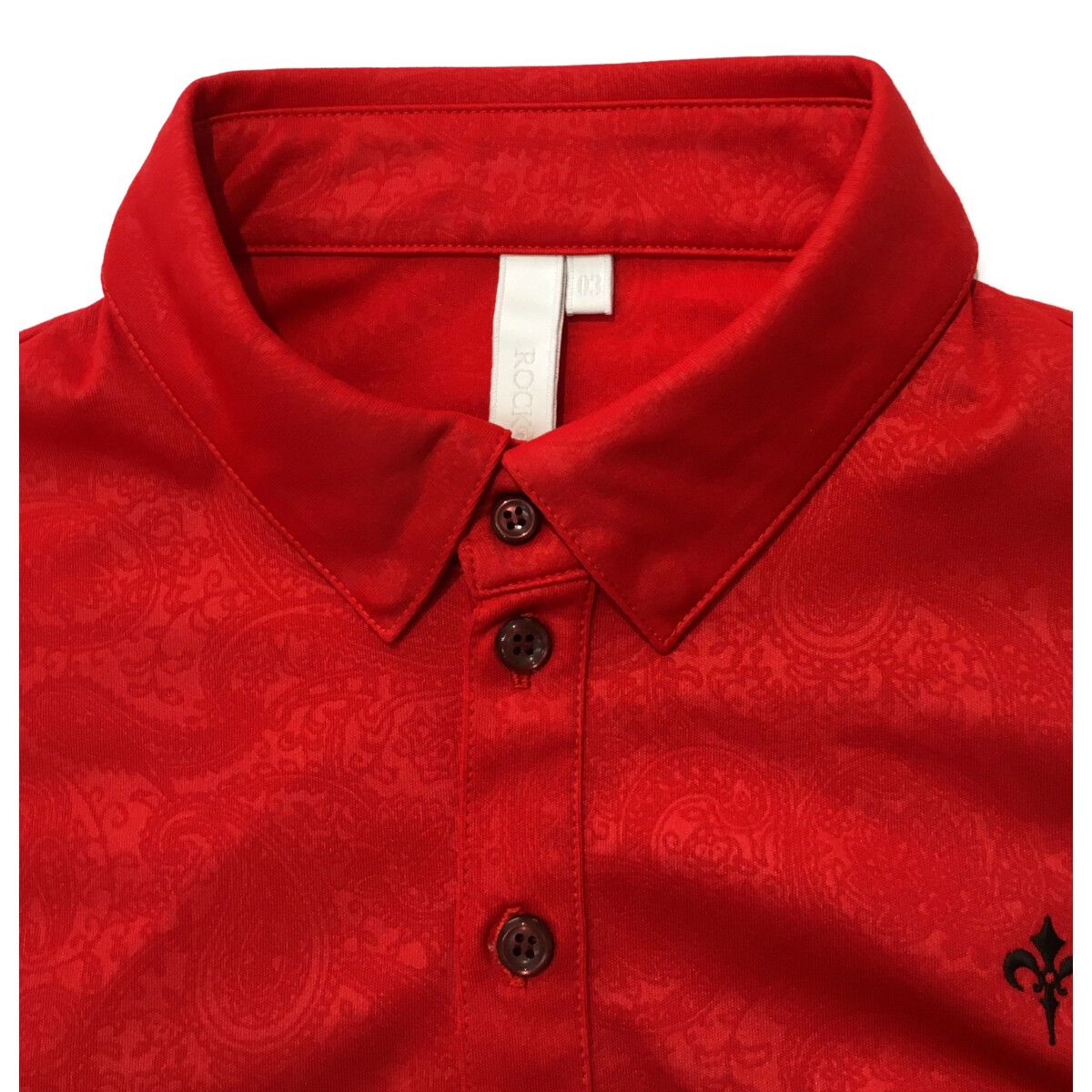 coco 中古 ロックデュード ROCK・DUDE メンズ 半袖ポロシャツ (L) 03 赤  レッド ペイズリー 総柄 中古 メンズ ロックデュード ROCK・DUDE 半袖ポロシャツ 3(L) 赤