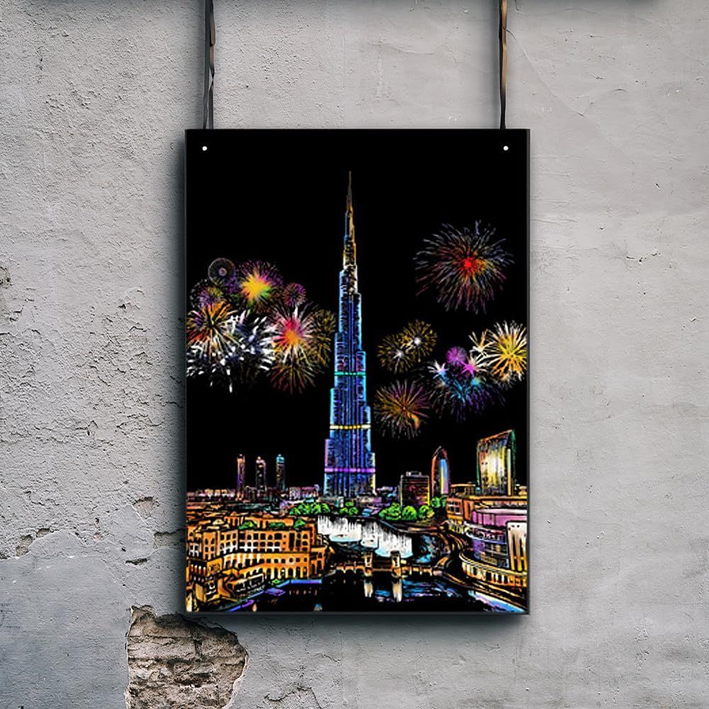 特価セール】レインボー絵 スクラッチペーパー 夜景 A4サイズ 花火 21