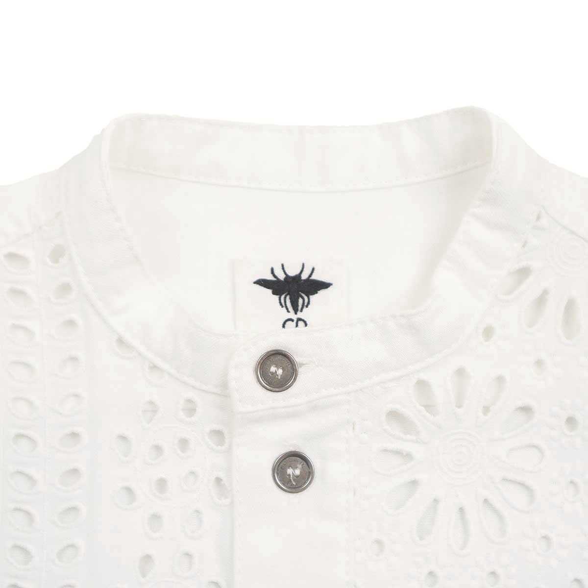 Christian Dior - Christian Dior クリスチャンディオール 23SS BEE刺繍 フラワーカッティングショートスリーブシャツ 322B46M3177 ホワイト 34 Christian Dior クリスチャンディオール 23SS BEE刺繍 フラワー