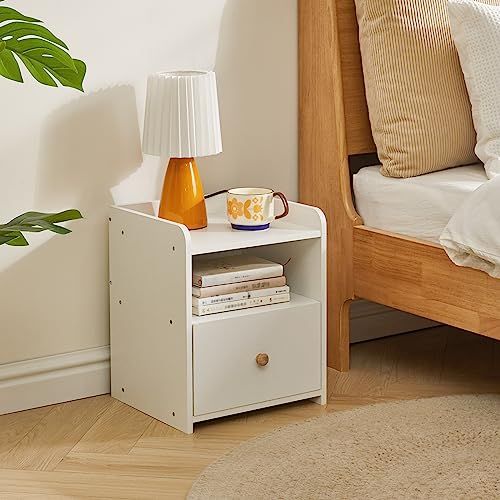 ☆サイドテーブル ナイト ベッド周り収納 多機能 引出し 北欧 Amazon