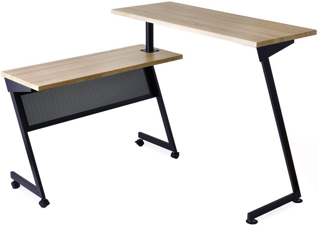 【特価商品】L字型 シンプル コンパクト パソコンデスク 木製 Z-RISE 幅120-200cm - 】 deform 3way！ 回転式 - 【 オーク スタンディングデスク 56800003(59259) タンスのゲン