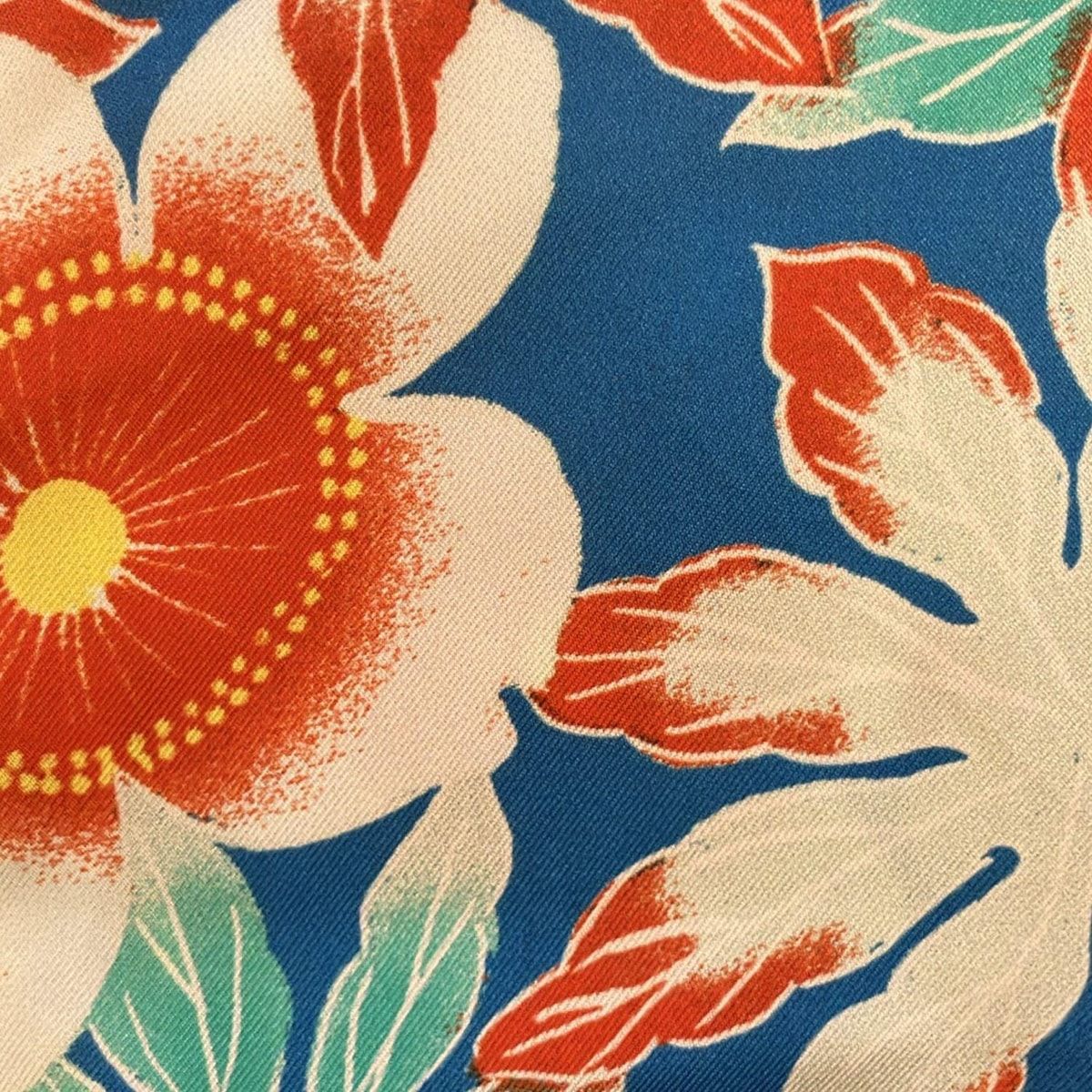 ブルー×レッド×マルチ フルレングス|シルク|花柄|ウエストゴム