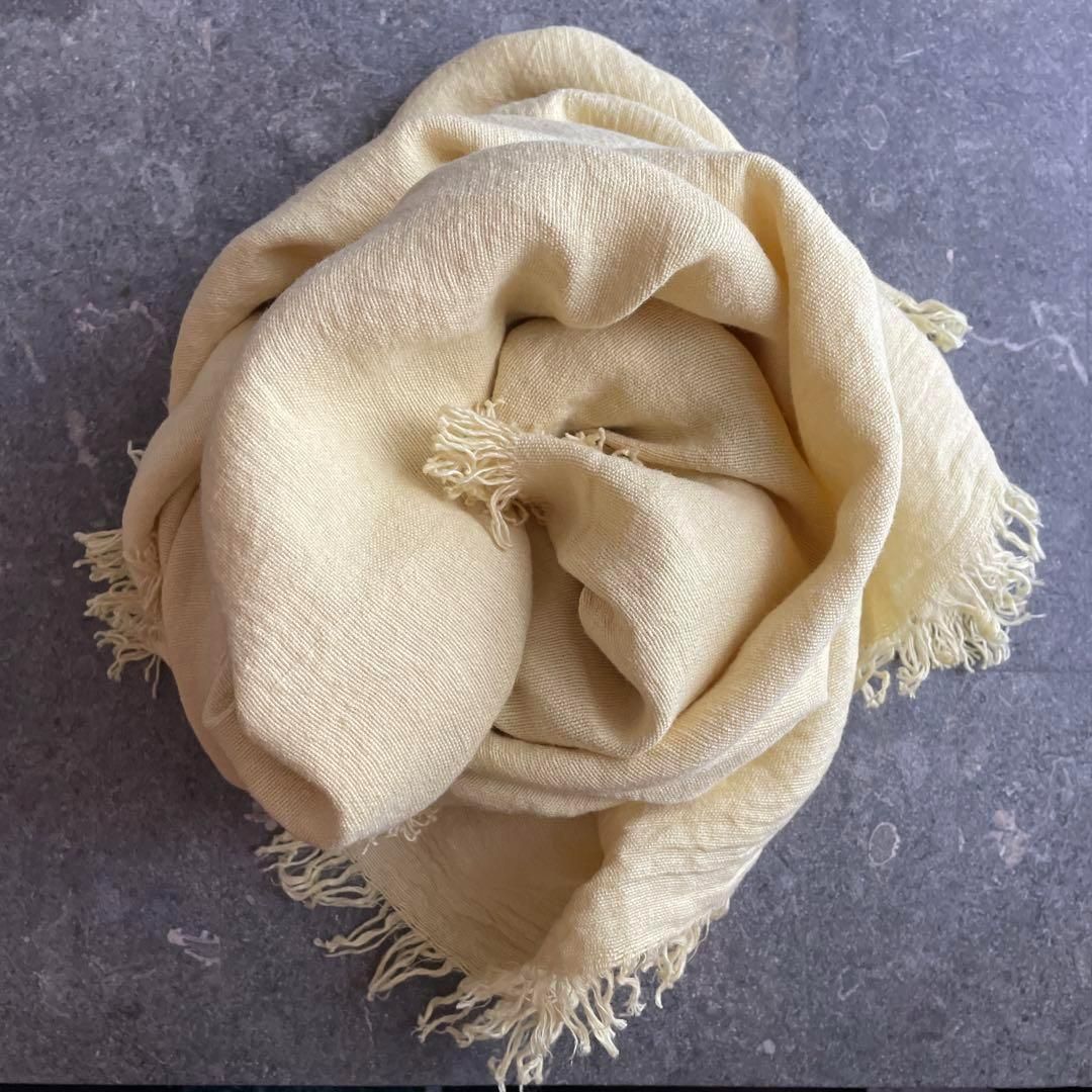 48 アソースメレ ASAUCE MELER リネン 麻 大判 ストール お呼ばれ デート オフィスカジュアル 食事会 黄色 イエロー からし色 マスタード YELLOW