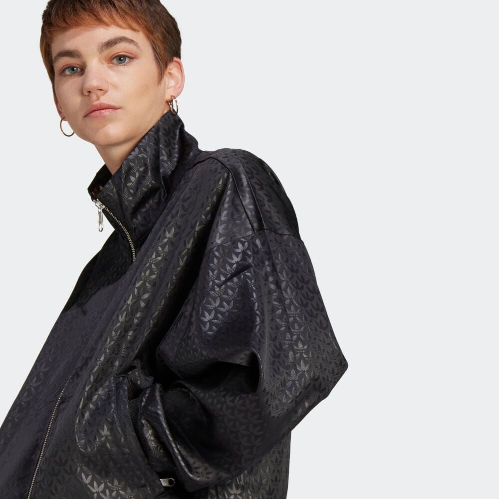 adidas アディダスTREFOIL MONOGRAM SATIN TT トレフォイル モノグラム サテン トラックトップ ジャケット レディース  大きいサイズ 3XL