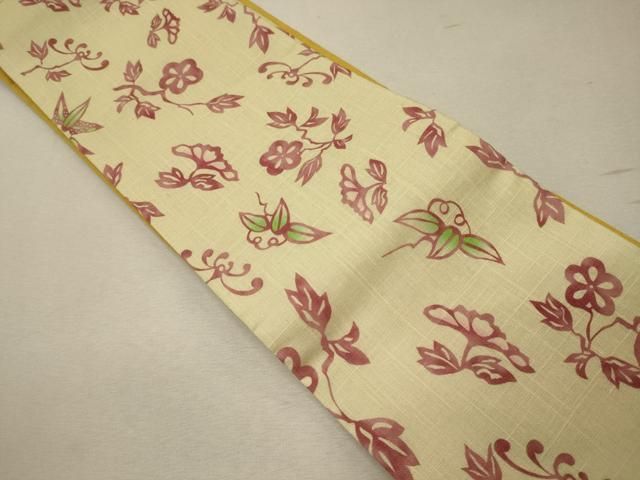 平和屋着物 夏物 半幅帯 型染め 枝花文 麻 CAAW8936oy