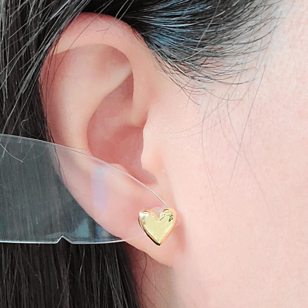 永遠の定番 ！18金 K18 YG ぷっくり ハート 立体 ゴールド ピアス