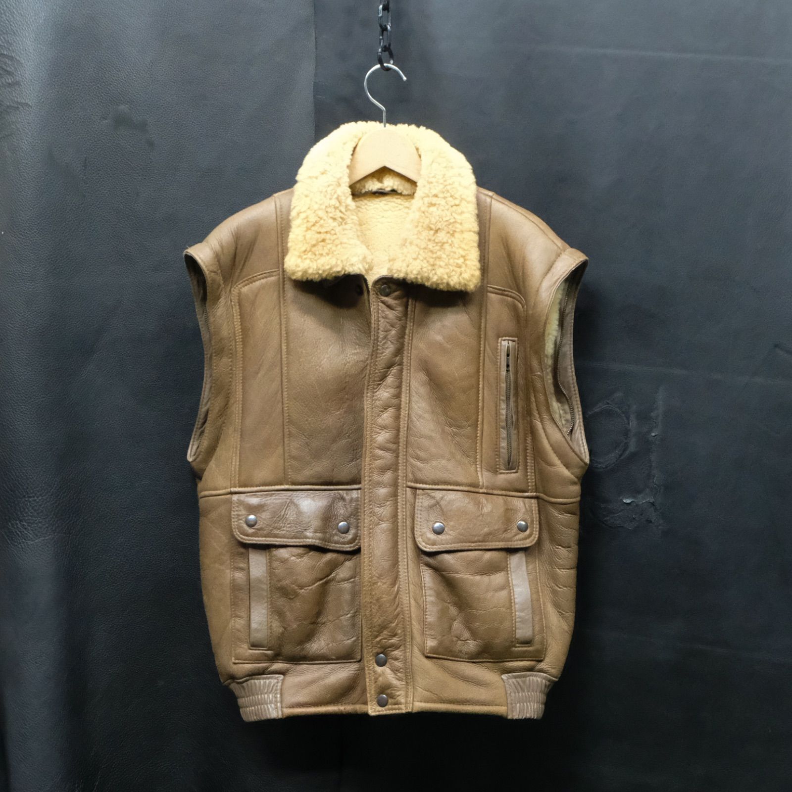 80S カンタベリー 最高級ボーロン社製シープスキンムートンボマージャケット NZ製 G.L.BOWRON カンタベリー シープスキン リアルムートン