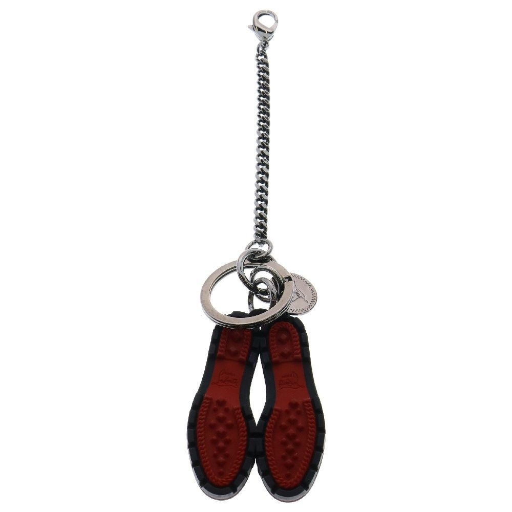 CHRISTIAN LOUBOUTIN クリスチャンルブタン ラグソール キーリング キーホルダー シルバー|レッド