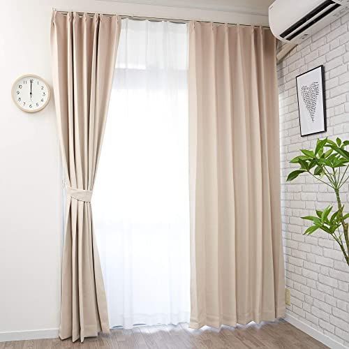 ベージュ_幅100x丈210 2枚組 curtain-fabfun カーテン 2級 遮光 210cm丈 2枚組 断熱 保温 節電対策 洗える 省エネ 形状記憶 2枚セット 27サイズより選べる [幅100x丈210 2枚組 ベージュ ME612]