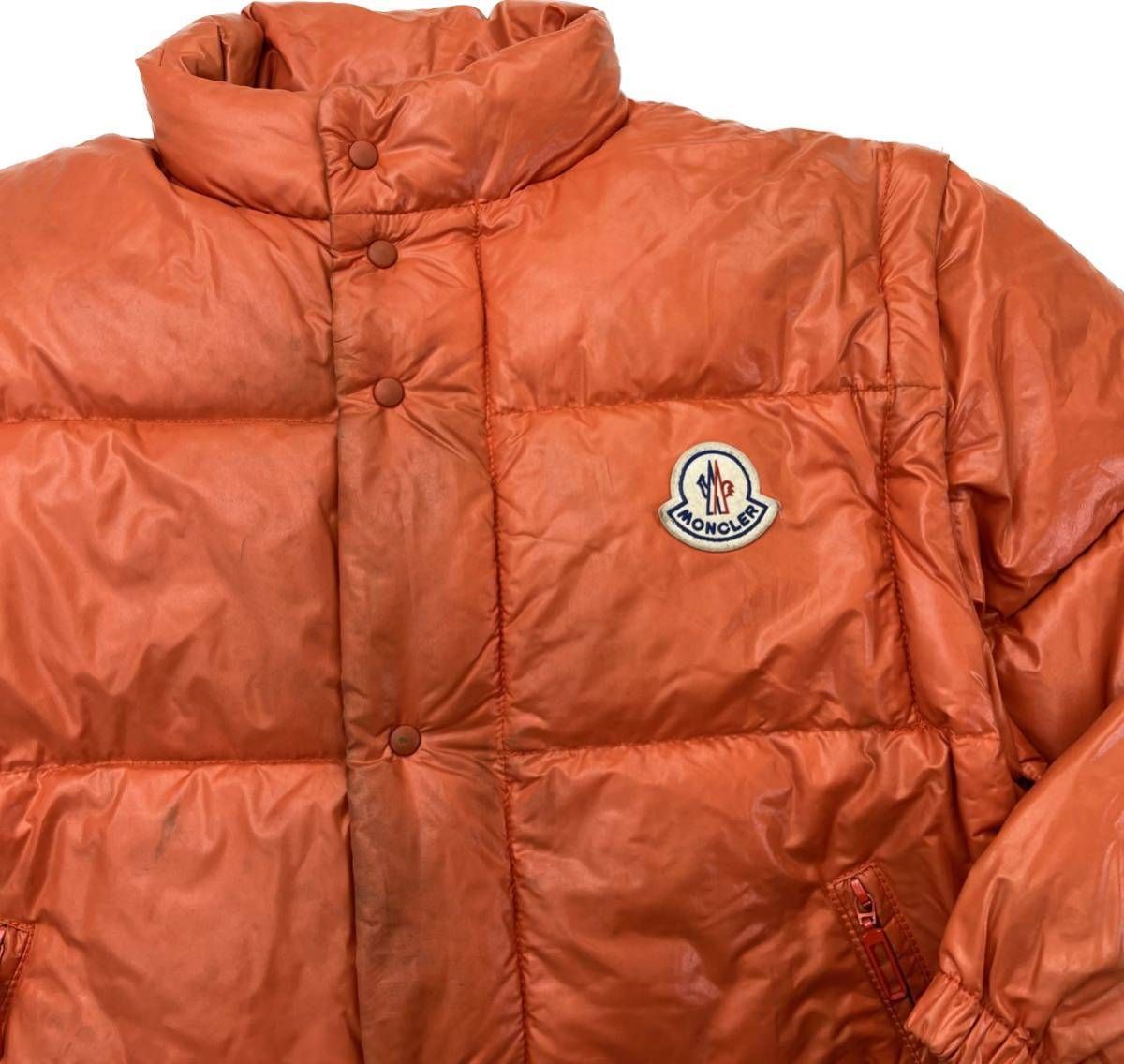 MONCLER 正規 紺タグ 8ANS キッズ ダウンジャケット オレンジ 秋冬 防寒 アウトドア スポーツ お出かけ ビンテージ モンクレール O137