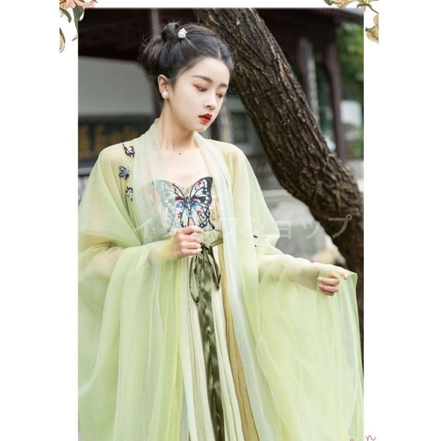 漢服 レディース チャイナ コスプレ衣装 女性 チャイナ風 ドレス ワンピース 蝶 中華刺繍 ハロウィン コスプレ 仮装 衣装 チャイナ風 イベ