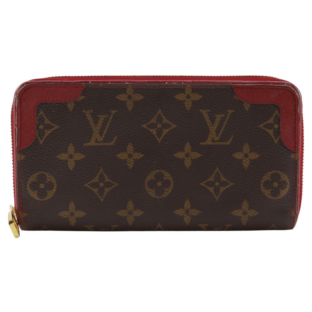 LOUIS VUITTON ルイ ヴィトン ジッピーウォレット レティーロ M61854 モノグラムキャンバス スリーズ 茶 赤 MI2119 レディース 長財布