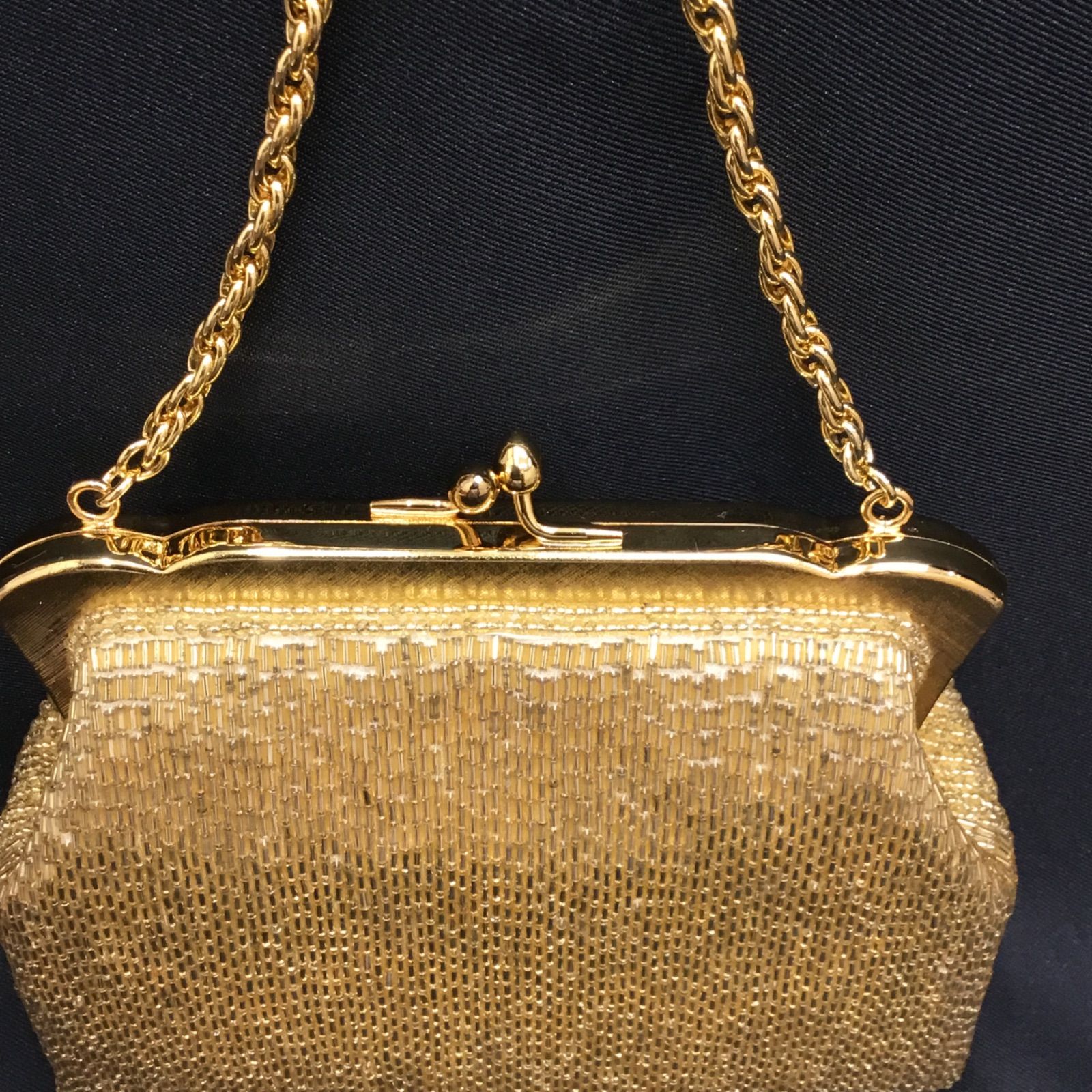 訳あり…昭和レトロ 豪華 ? ビーズ刺繍バッグ ／ パーティーバッグ 