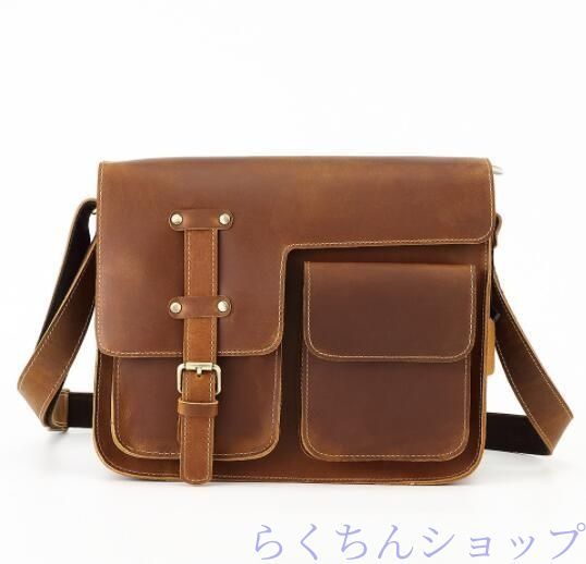 新品メンズバッグ 本革 レザー ショルダーバッグ 斜め掛けバッグ メッセンジャーバッグ iPad対応 ビジネスバッグ 通学 通勤