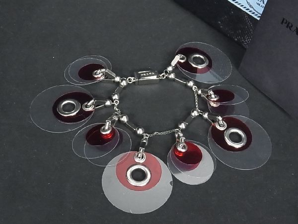 PRADA プラダ 1JB017 ブレスレット アクセサリー レディース シルバー系×レッド系 AP9528