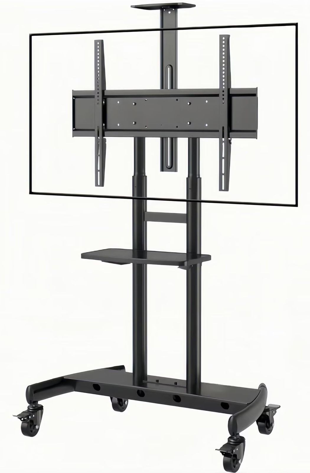 人気商品病院業務用 会議室 会社用 展示用 家用 省スペース 自立式 日本語説明書付き ブラック 99x60x241.5cm モニタースタンド 壁寄せテレビ台 ハイタイプ 高さ調節 棚板付き キャスター 耐荷重100kg TVスタンド 移動式 55～90