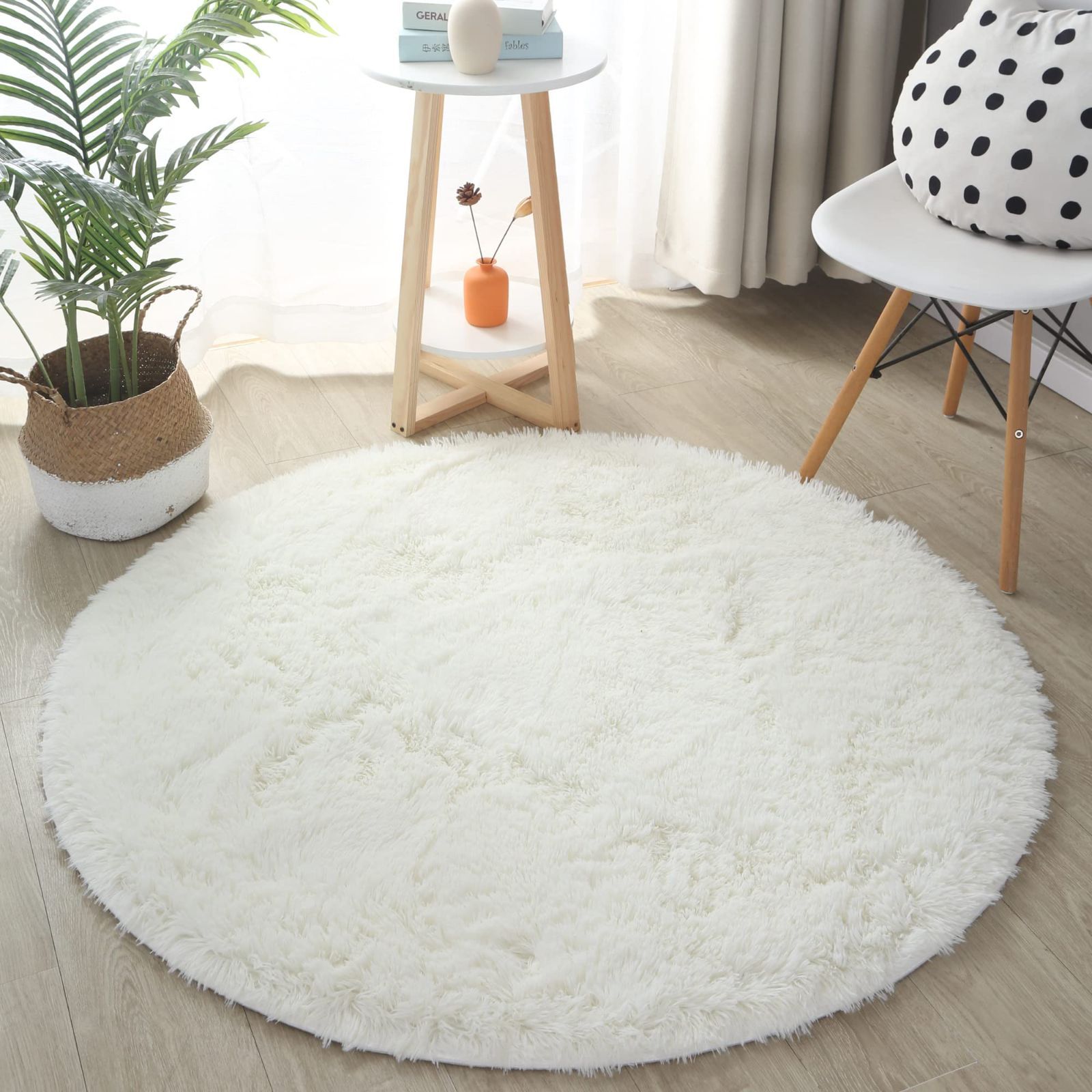 【在庫処分】(円形(直径120cm) 折り畳み 絨毯 優しいフランネルラグ 無地 ふわっと手触り 北欧 1年中使えるタイプ 4色選べる 防臭 抗菌 アイボリー) 防ダニ 滑り止め付 ラグマット 洗える ラグ 