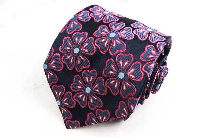 フランコバッシ】ネイビー花柄ネクタイ フランコバッシ ブランド