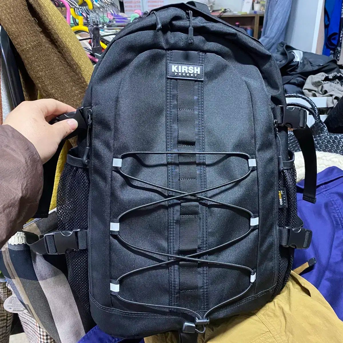 【KIRSH】★送料・関税込★テクニカルストリングバックパック ポケットテクニカルストリングバックパック【ブラック】