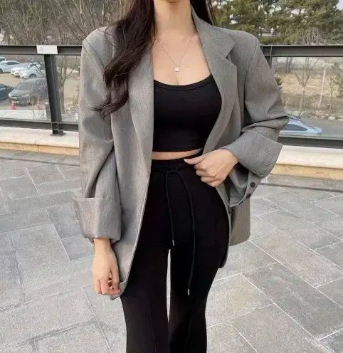 オーバーサイズ ルーズフィット ジャケット グレー