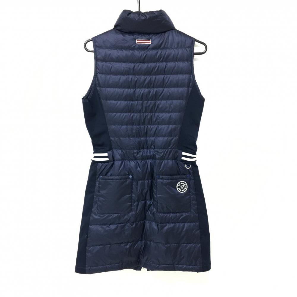 マンシングウェア ダウンワンピース ネイビー サイド異素材切替