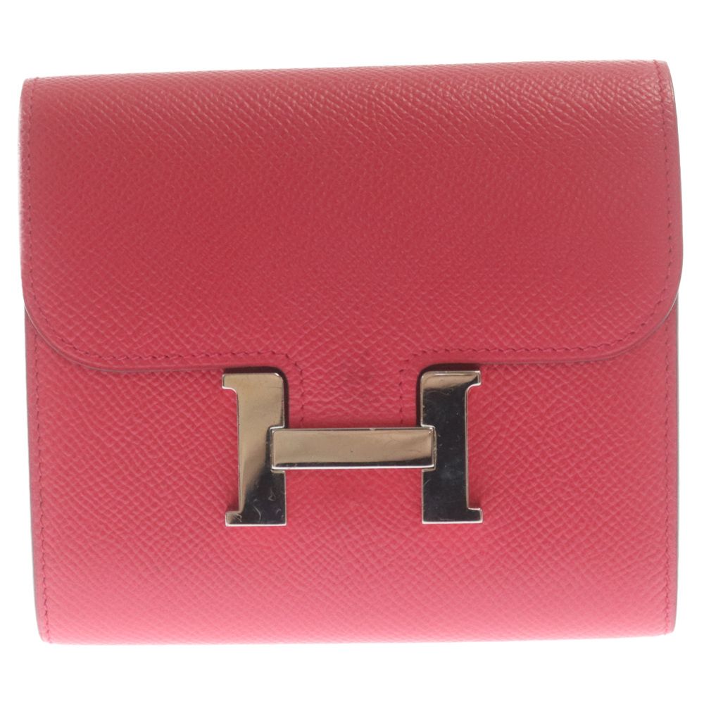 HERMES エルメス コンスタンス コンパクト A刻印 ヴォーエプソン ローズエクストリーム レザー 長財布 レッド HERMES (エルメス) コンスタンス コンパクト A刻印 ヴォーエプソン