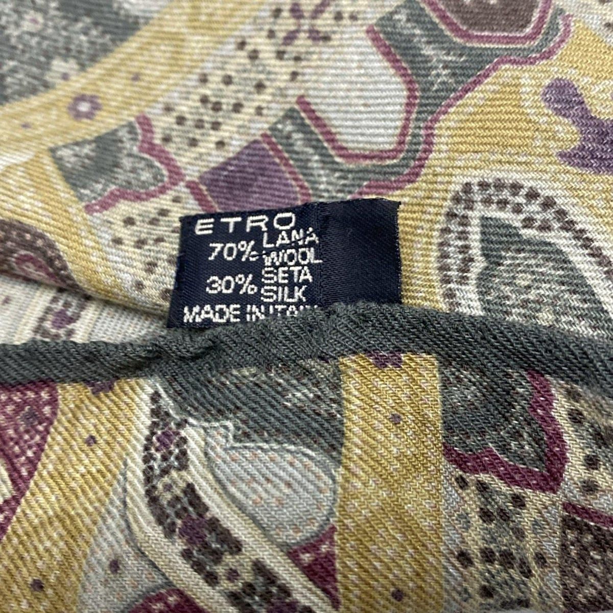 ETRO ペイズリー柄ストール エトロ ブルー系 シルク ETRO ペイズリー柄