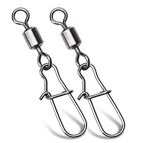 スナップ_#3 30kg 50個セット スイベル フィッシングコネクタ ガンカラー ブラック ローリングスイベル ハイスピードサルカン 耐腐食 インタースナップ付き 3 30kg 50個セット