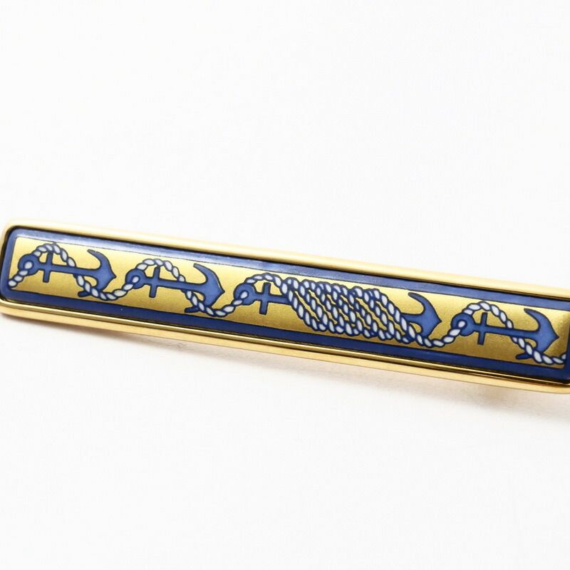 新品，豊富な エルメス エマイユ 七宝焼き ブローチ ブルー ゴールド