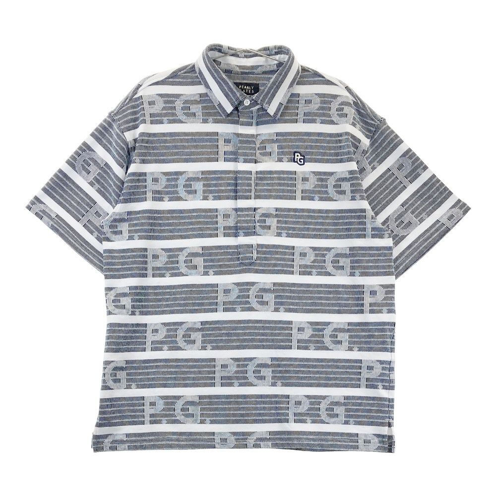 サイズ 5 PEARLY GATES パーリーゲイツ 半袖ポロシャツ ロゴ ボーダー柄 ネイビー系 240101427925 ゴルフウェア メンズ ストスト