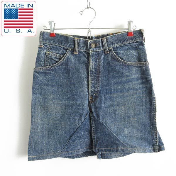 60 s リーバイス ビッグE 激ヒゲ 縦落ち リメイク デニムスカート 実寸W28インチ BIG E アメリカ製 ビンテージ D108-21-0007ZV