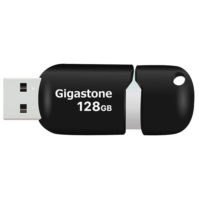 数量限定，低価 Gigastone V10 128GB USBメモリ USB 2.0 キャップレス タイプ スライド式 ブラック 0 USBメモリ