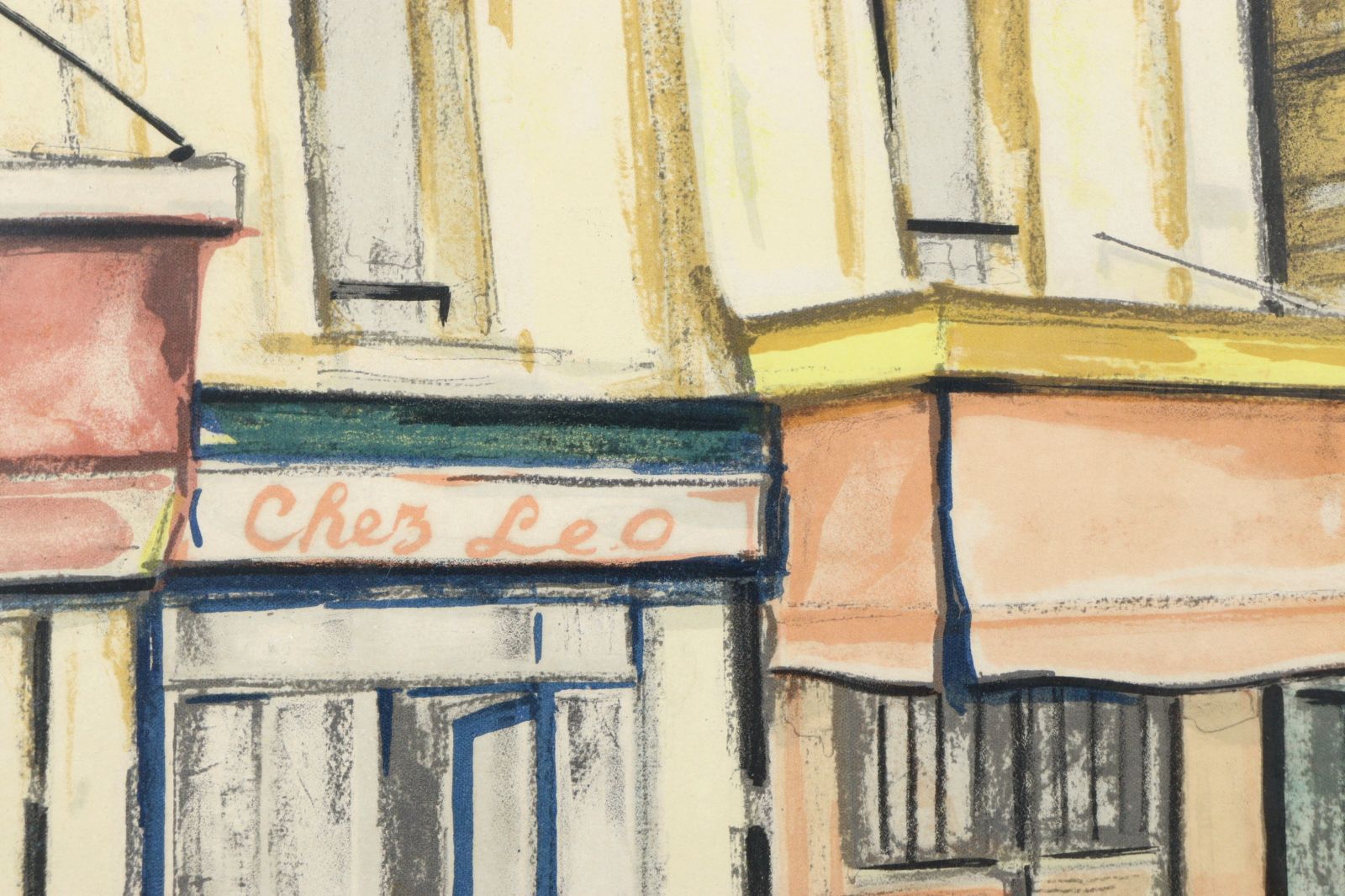 荻須高徳「モントルグイユ通り」リトグラフ 72/200 直筆サイン 古美術