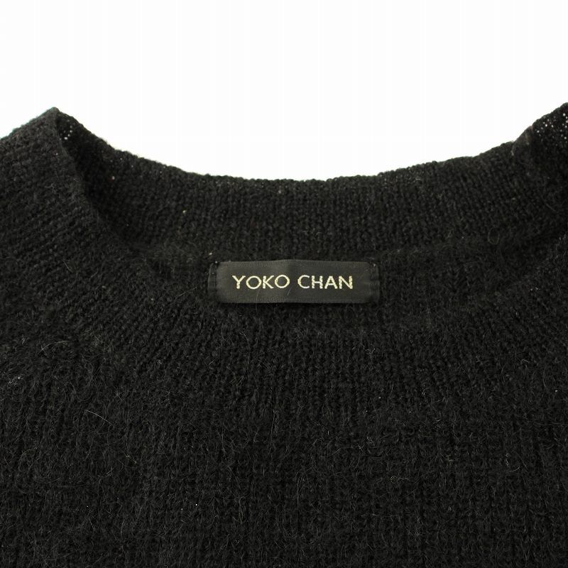 ヨーコチャン YOKO CHAN ニット セーター 五分袖 クルーネック モヘヤ ウール混 F 黒 ブラック YCN-003 /KU レディース ヨーコチャン YOKO CHAN ニット セーター 五分袖 クルーネック