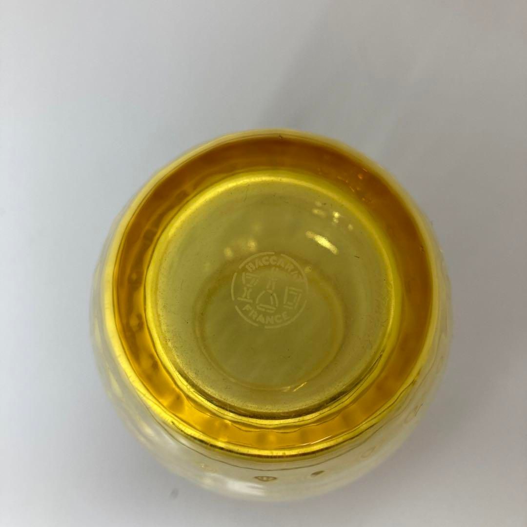 ☆洋3 バカラ　アレーユ　イエロー　フラワーベース　高さ11㎝東な6-0904① ☆洋3 バカラ アレーユ イエロー フラワーベース 高さ11㎝東な6