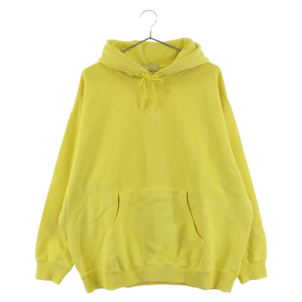 WIND AND SEA (ウィンダンシー) Pigment-Dye PullOver Hoodie フロントロゴ刺しゅう プルオーバーパーカー イエロー WDS-21S-TPS-01