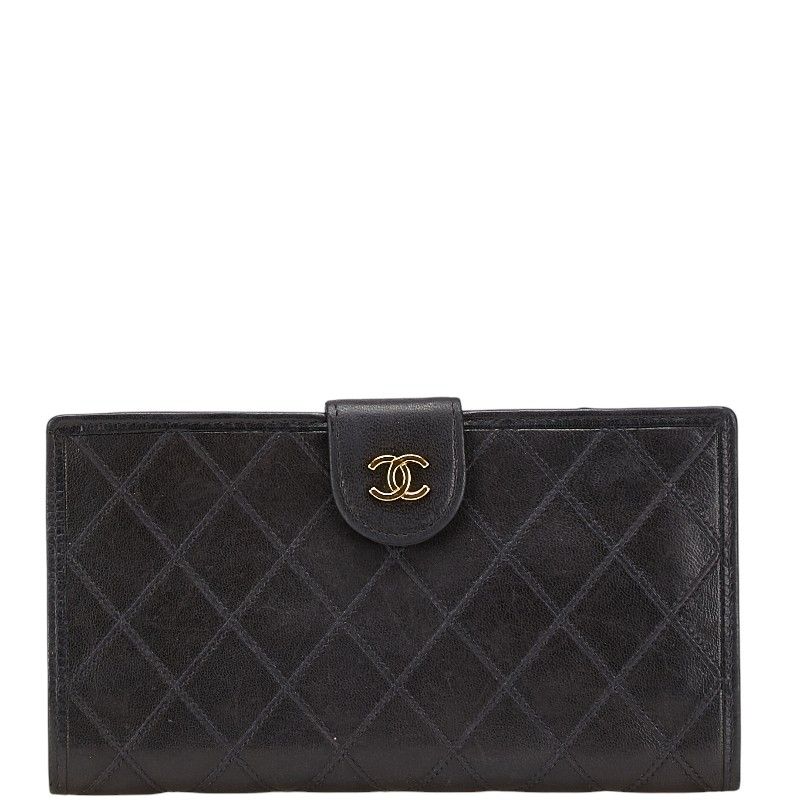 シャネル ビコローレ ココマーク がま口 ブラック ラムスキン レディース CHANEL 222-00971