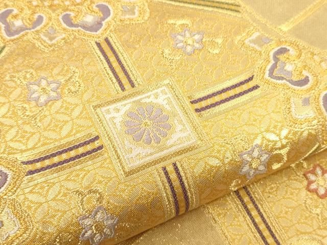 京袋帯 唐織に金彩 上品な加工 正絹AO-1411 京袋帯 唐織に金彩 上品な加工 正絹AO-1411 - 着物・浴衣