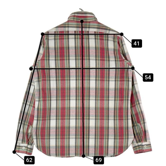 ウエアハウス　ネルシャツ　レッド　サイズM 中古・古着通販】WAREHOUSE (ウエアハウス) ネルシャツ レッド