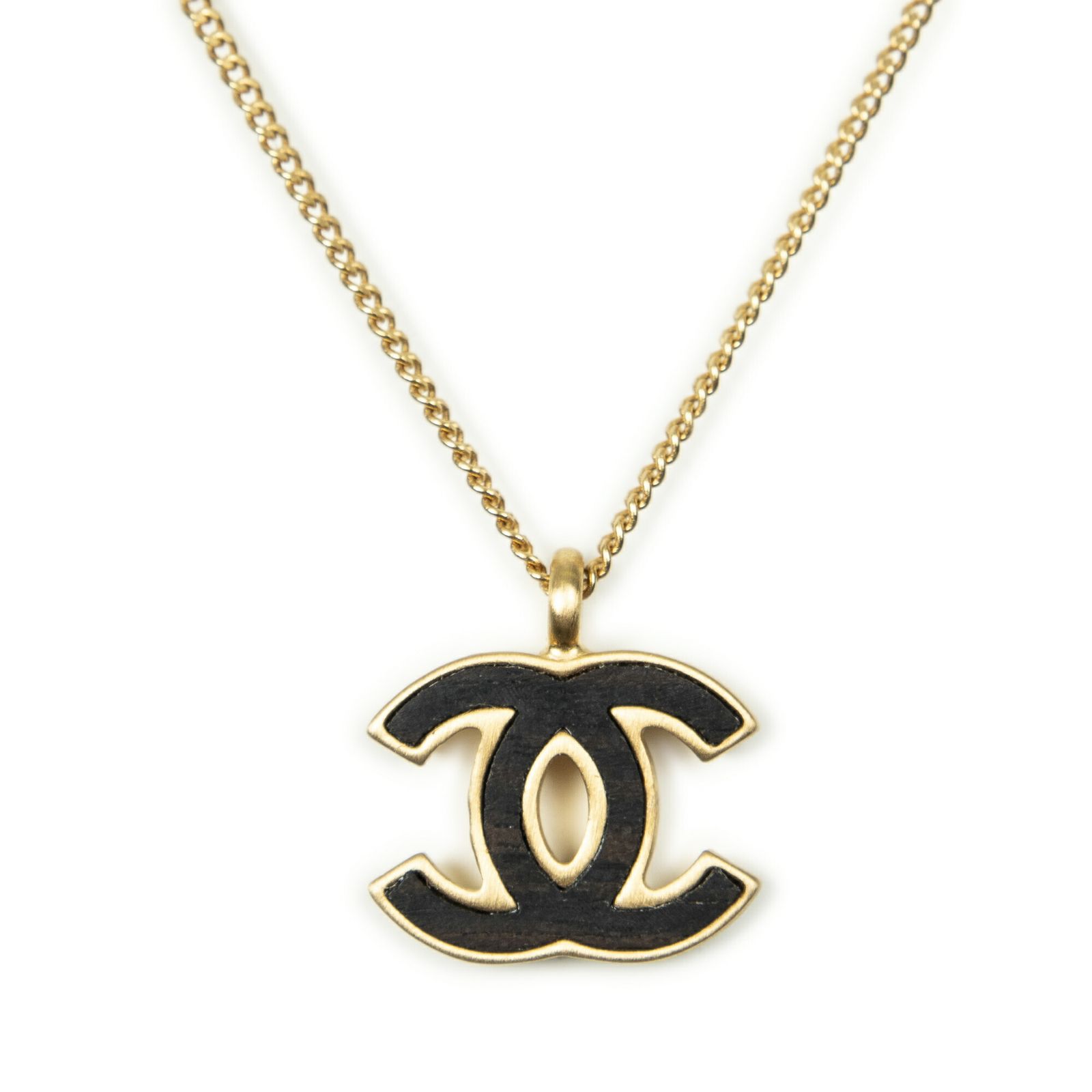 CHANEL シャネルココマーク ペンダント ネックレスブラック ゴールド金メッキA