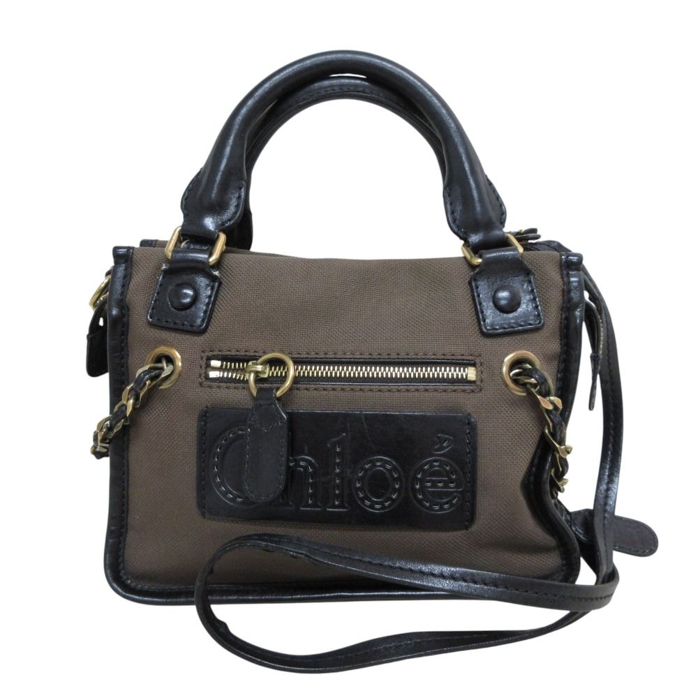 美品 Chloe ハーレー 良品 Chloe クロエ ハーレー ロゴ キャンバス レザー 2way