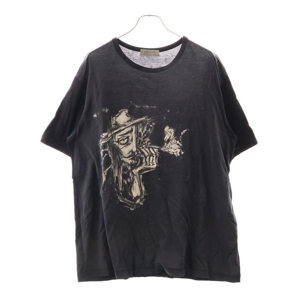 Yohji Yamamoto POUR HOMME (ヨウジヤマモト プールオム) 22SS SMOKING PRINT ROUND NECK SHORT SLEEVES スモーキングプリント 半袖Tシャツ HG-T70-272 ブラック
