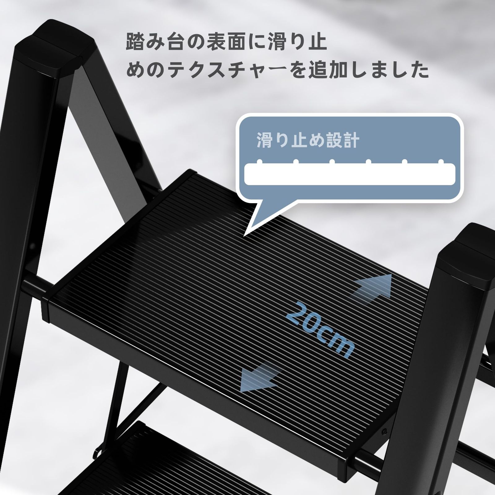 四段 黑 四段 脚立 折りたたみはしご アルミ製広い滑り止め付きステップと便利なハンドグリップ 軽量 折りたたみ ステップは耐荷重150kg 家庭やオフィスに最適 HRDEVELOPMENT_JP