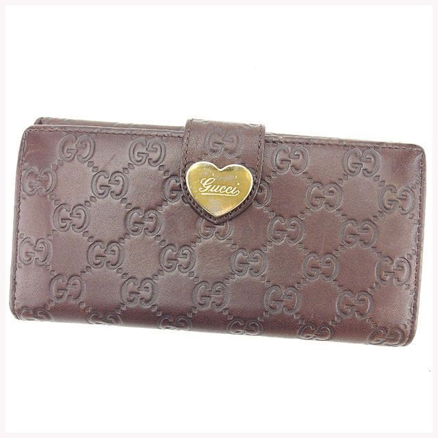 グッチ 長財布 レザー ブラック ゴールド金具 グッチシマ ハート GG グッチ 長財布 財布 Wホック財布 ハートプレート グッチシマ