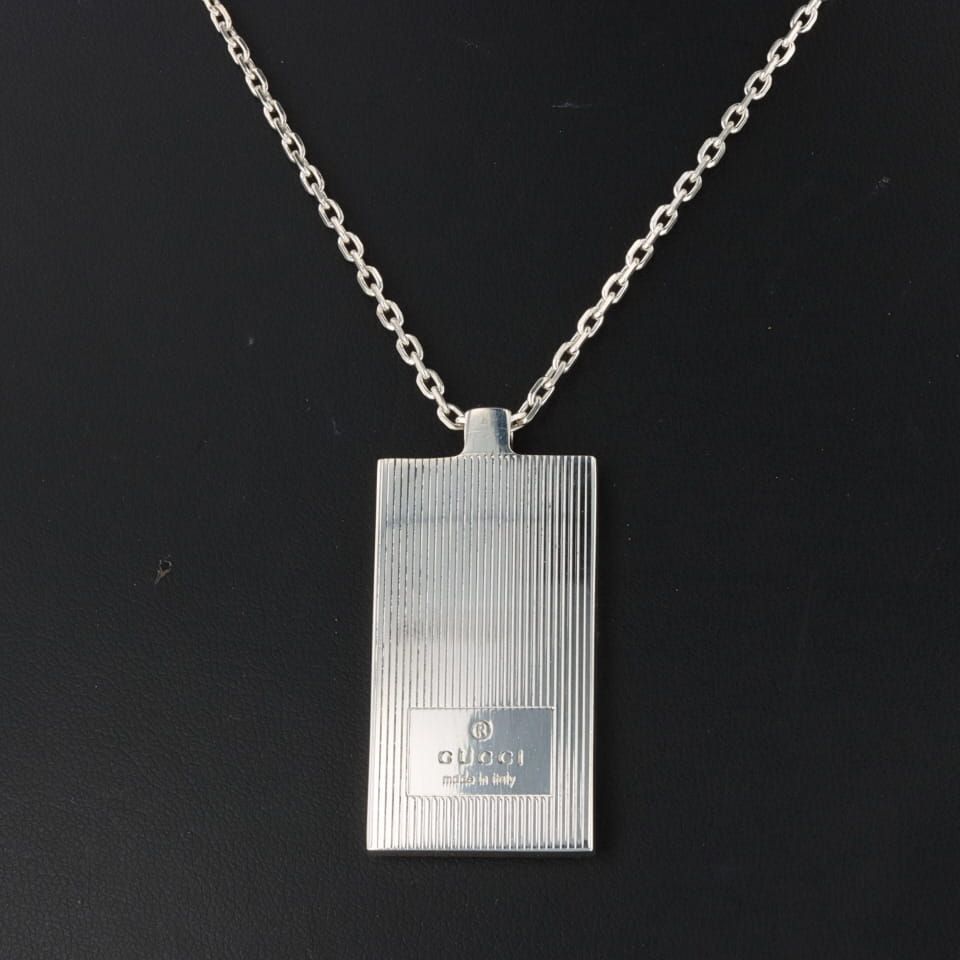 GUCCI】 グッチ SV925 プレート ネックレス メンズ アクセサリー