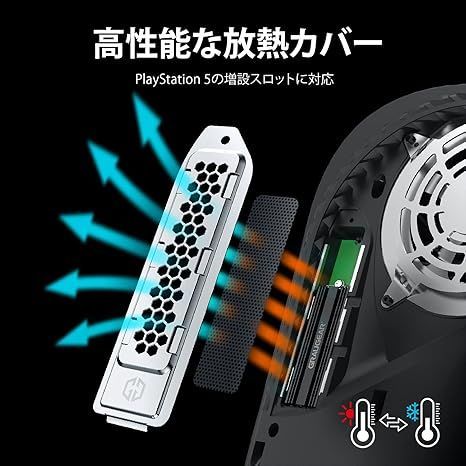 【在庫処分】GRAUGEAR PS5専用のSSDカバーとヒートシンクを一体化したデザイン、PS5対応の拡張スロットカバーと交換するタイプのヒートシンクについては、ダストフィルター、取り付け簡単、