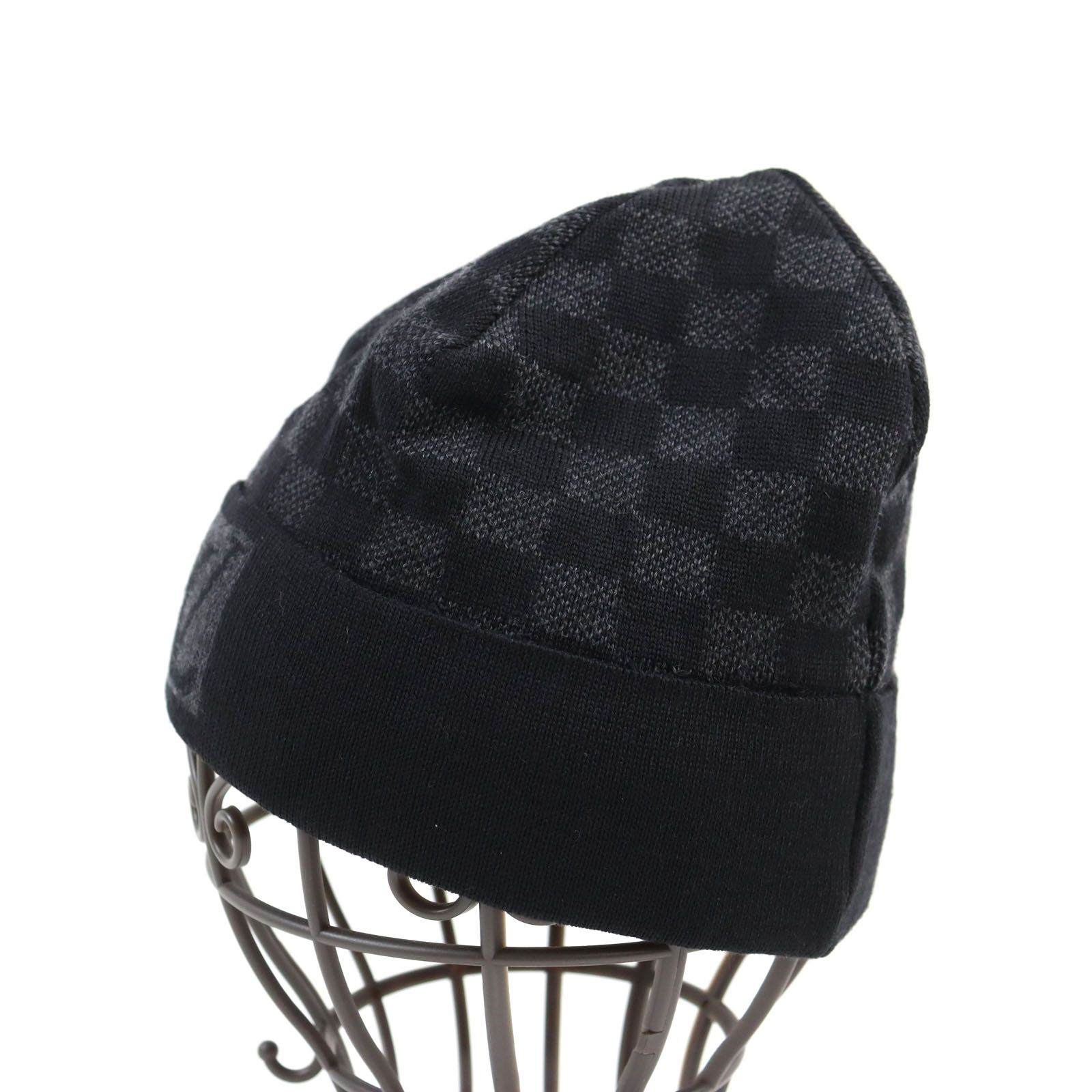 ルイヴィトンニット帽ビーニーダミエ黒ブラックグレー