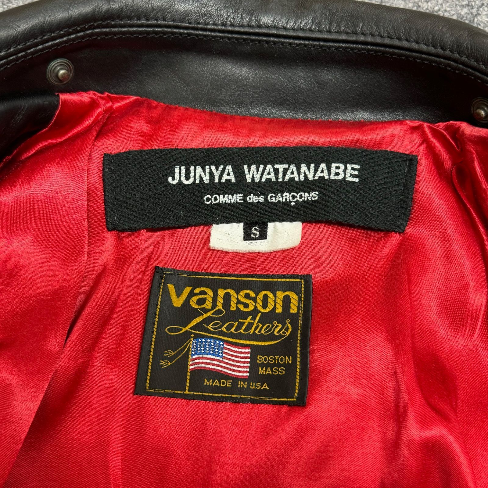 JUNYA WATANABE vanson ダブル レザー ライダースジャケット ジュンヤワタナベ バンソン S JT-J004 58368A -  メルカリ