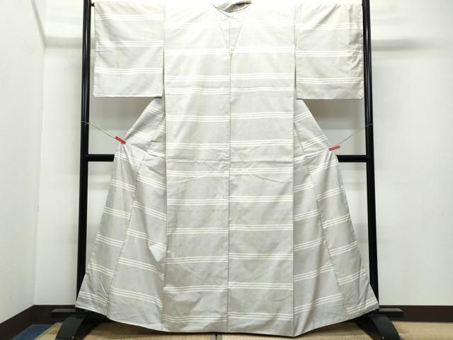 袷　白大島　アンサンブル　L寸 平和屋着物○本場大島紬 アンサンブル 白大島 枝花文 正絹 逸品 DAAU0535tw